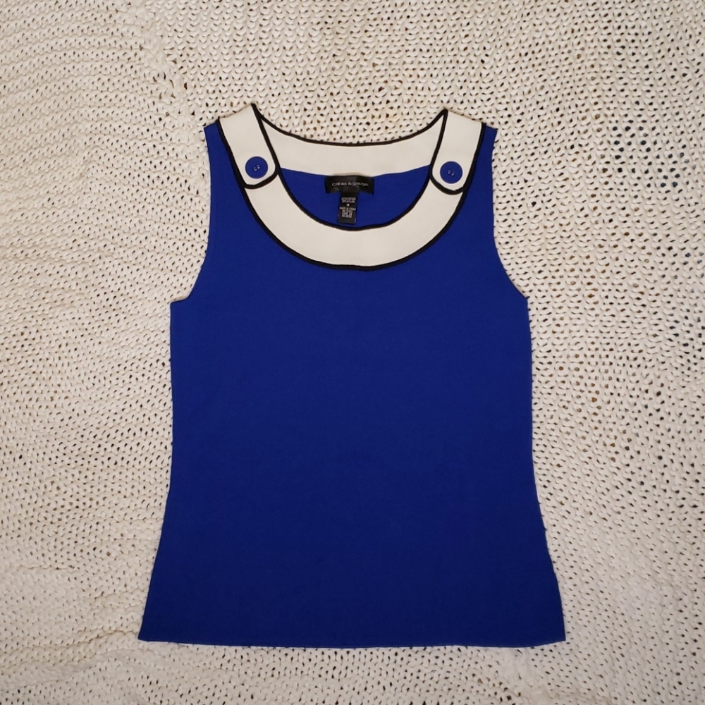 4 for $12 🧚‍♀️ Retro Cobalt Blue White Collar Top